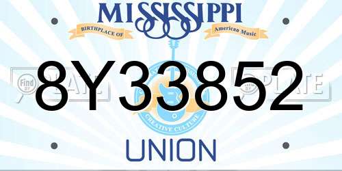 8Y33852 Mississippi License Plate