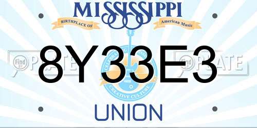 8Y33E3 Mississippi License Plate