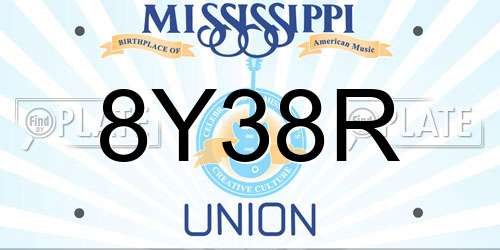 8Y38R Mississippi License Plate