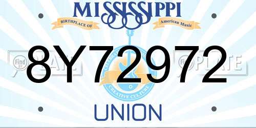 8Y72972 Mississippi License Plate