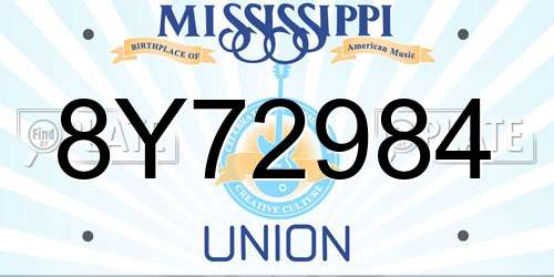 8Y72984 Mississippi License Plate