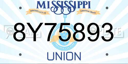 8Y75893 Mississippi License Plate