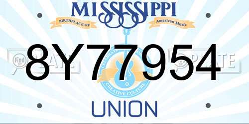8Y77954 Mississippi License Plate