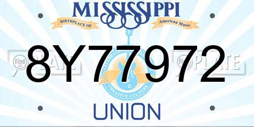 8Y77972 Mississippi License Plate