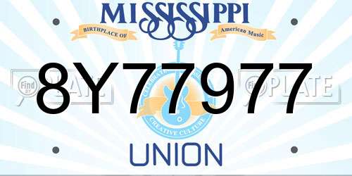 8Y77977 Mississippi License Plate