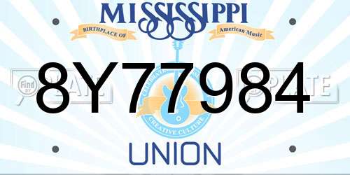 8Y77984 Mississippi License Plate