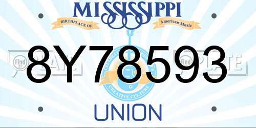 8Y78593 Mississippi License Plate