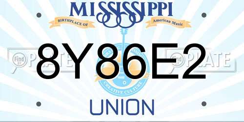 8Y86E2 Mississippi License Plate