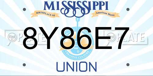 8Y86E7 Mississippi License Plate