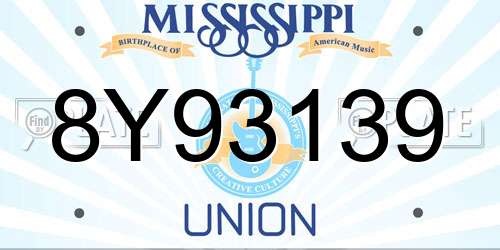 8Y93139 Mississippi License Plate