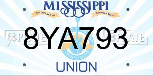 8YA793 Mississippi License Plate