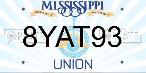 8YAT93 Mississippi License Plate