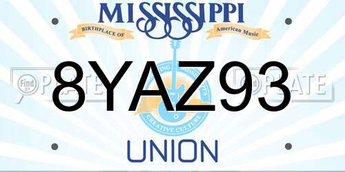 8YAZ93 Mississippi License Plate
