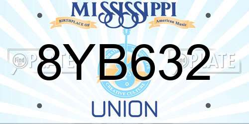 8YB632 Mississippi License Plate