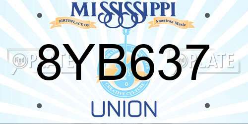 8YB637 Mississippi License Plate