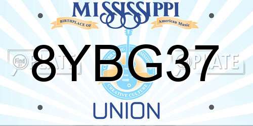 8YBG37 Mississippi License Plate
