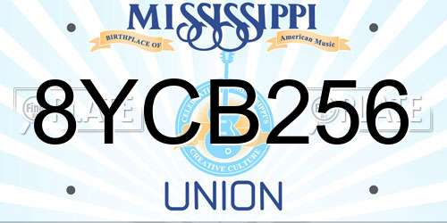 8YCB256 Mississippi License Plate