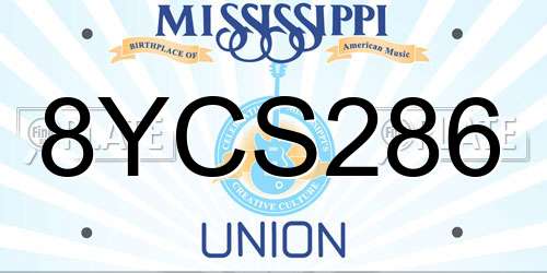 8YCS286 Mississippi License Plate