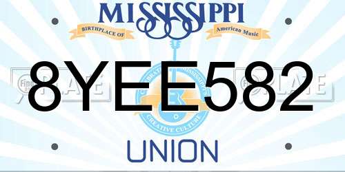 8YEE582 Mississippi License Plate