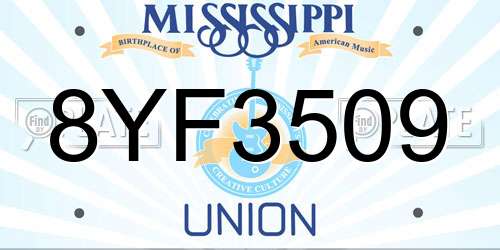 8YF3509 Mississippi License Plate