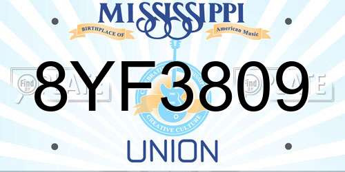 8YF3809 Mississippi License Plate