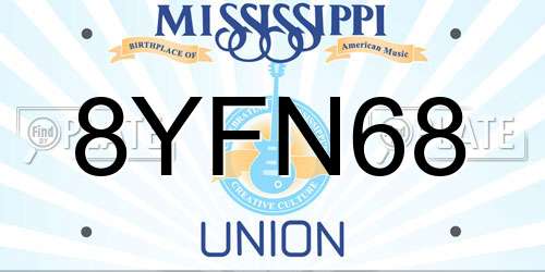 8YFN68 Mississippi License Plate