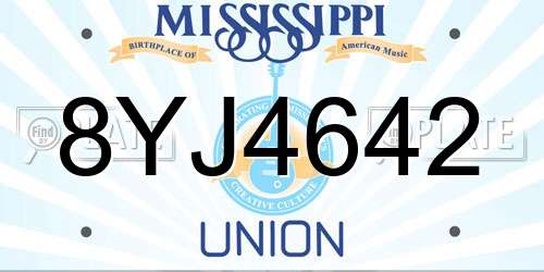 8YJ4642 Mississippi License Plate