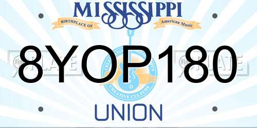 8YOP180 Mississippi License Plate