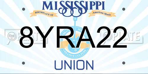 8YRA22 Mississippi License Plate