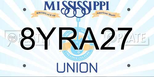 8YRA27 Mississippi License Plate