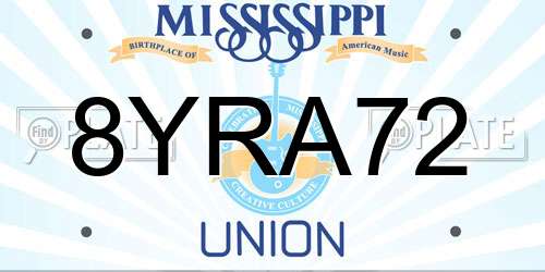8YRA72 Mississippi License Plate