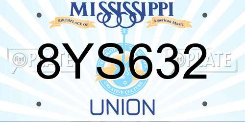 8YS632 Mississippi License Plate