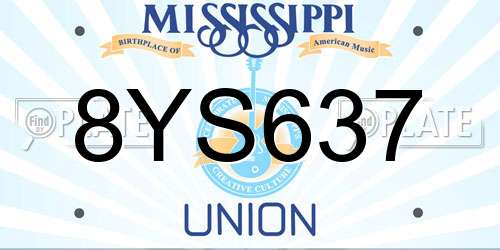 8YS637 Mississippi License Plate