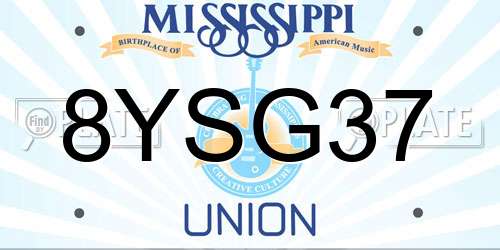 8YSG37 Mississippi License Plate