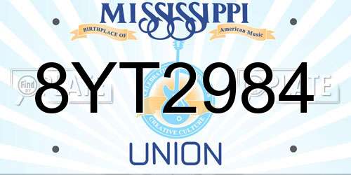 8YT2984 Mississippi License Plate