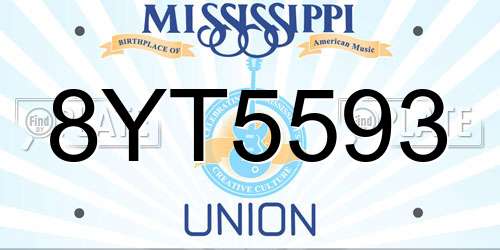 8YT5593 Mississippi License Plate