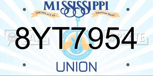 8YT7954 Mississippi License Plate
