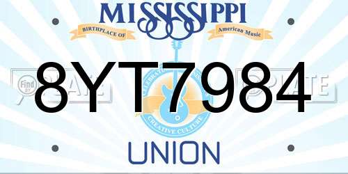 8YT7984 Mississippi License Plate