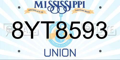 8YT8593 Mississippi License Plate