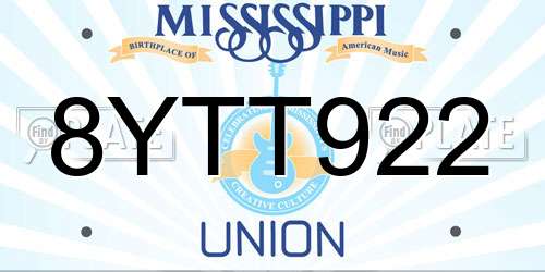 8YTT922 Mississippi License Plate