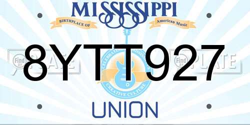 8YTT927 Mississippi License Plate