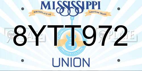 8YTT972 Mississippi License Plate