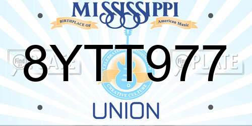 8YTT977 Mississippi License Plate
