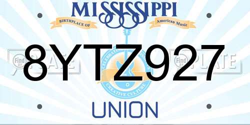 8YTZ927 Mississippi License Plate