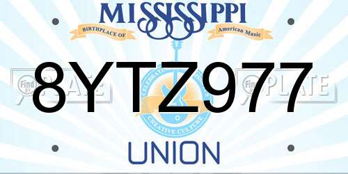 8YTZ977 Mississippi License Plate