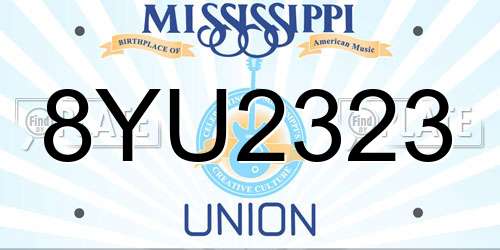 8YU2323 Mississippi License Plate