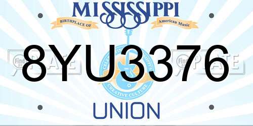 8YU3376 Mississippi License Plate