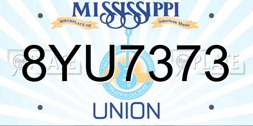 8YU7373 Mississippi License Plate