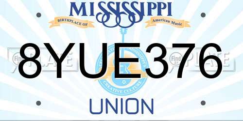 8YUE376 Mississippi License Plate