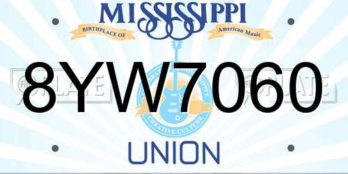 8YW7060 Mississippi License Plate
